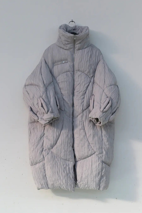 CHENPENG gray drawstring egg-shaped down coat CP20AWJ003
